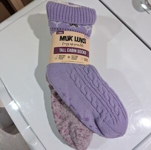 Muk Luks Purple Tall Cabin Socks 2 Pairs